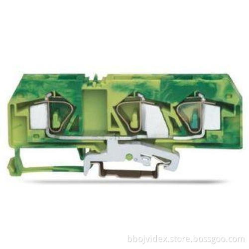 24 - 6 AWG Ground Spring Terminal Blocks , Spring-Clipping